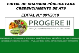 Progere II lança Edital de Credenciamento para Empresas e Entidades de ATS