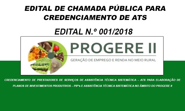 Progere II lança Edital de Credenciamento para Empresas e Entidades de ATS
